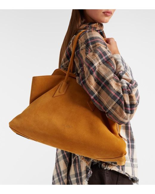 The Attico Brown La Passeggiata Medium Suede Tote Bag
