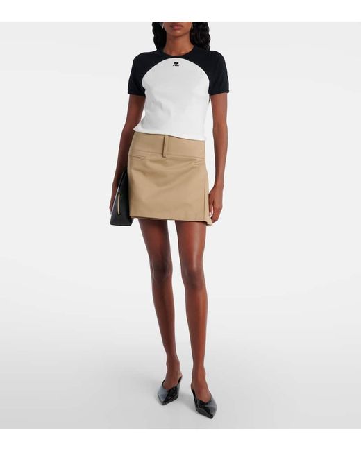 Courreges Black T-Shirt Circle Contrast Aus Baumwoll-Jersey