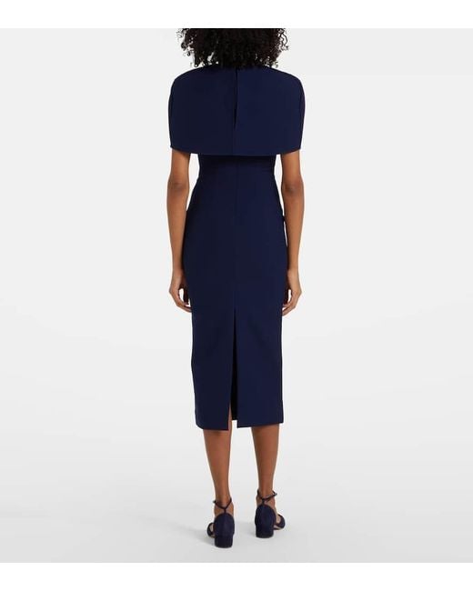 Roland Mouret Blue Caped Crepe Cocktail Dress