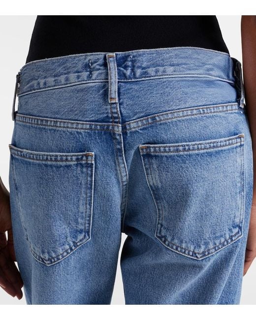 Agolde Blue Low Rise Loose Straight Jeans