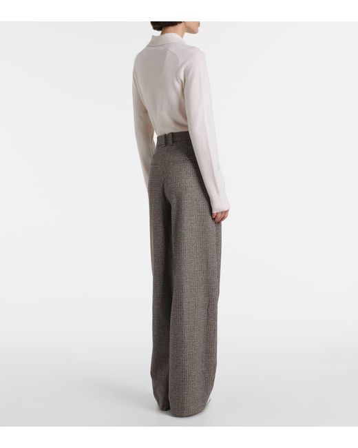 Vince Gray Houndstooth Wide-Leg Pants
