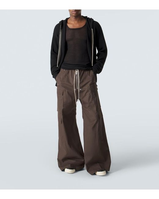 Rick Owens Black Ribbed-Knit Virgin Wool Hoodie for men