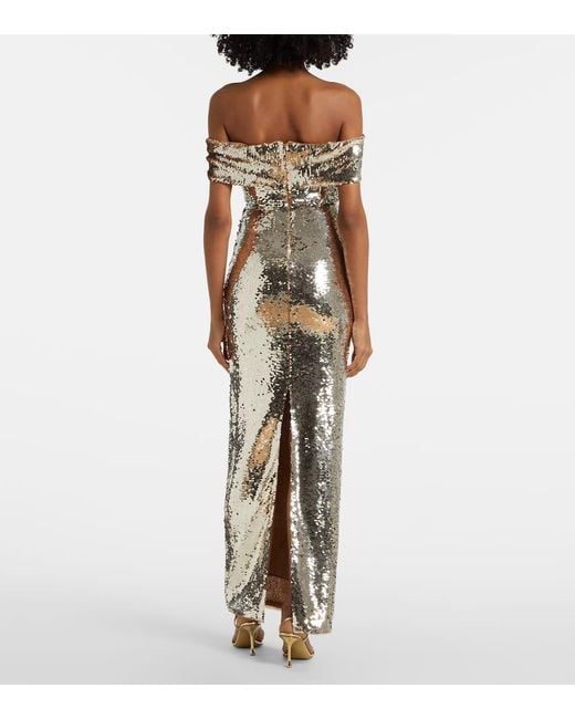 Self-Portrait White Sequined Cutout Maxi Dress