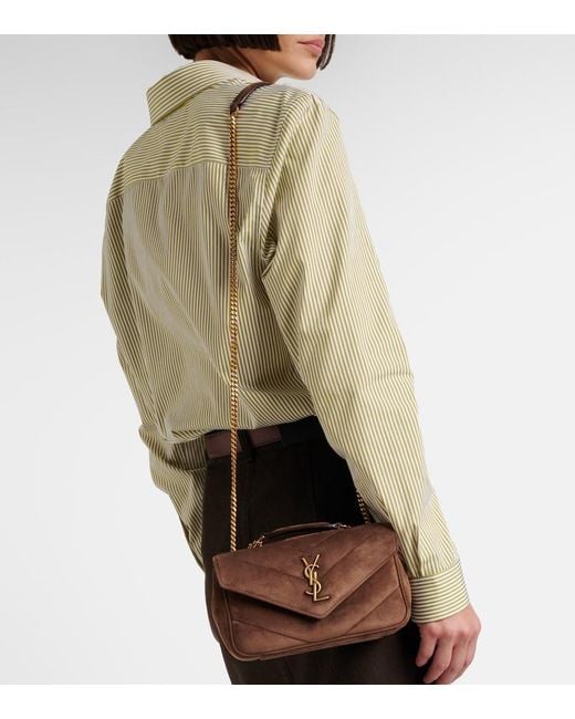 Saint Laurent Brown Loulou Suede Shoulder Bag