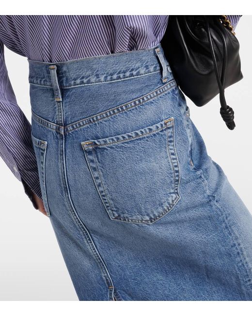 Citizens of Humanity Blue Circolo Reworked Denim Maxi Skirt