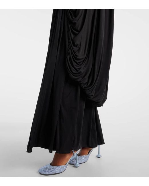 Robe Longue En Soie A Cristaux Loewe en coloris Black