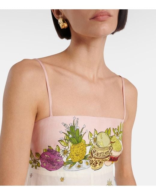 ALÉMAIS Yellow Hazel Printed Linen-Blend Maxi Dress