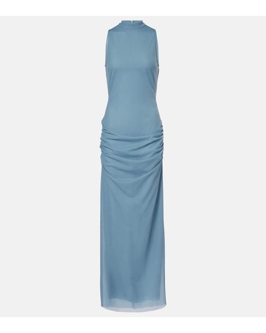 SIR. Women's Blue Ruby Open-Back Semi-Sheer Cocktail Dress