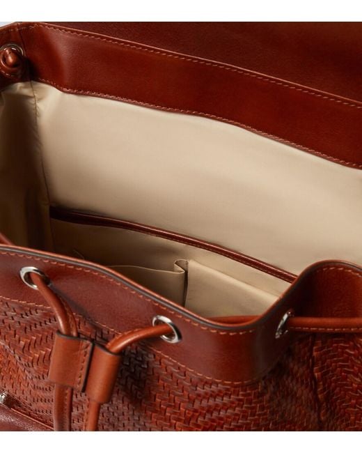 Brunello Cucinelli Brown City Leather Backpack for men