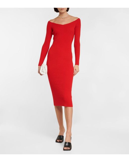 Polo Ralph Lauren Red Wool And Cashmere-Blend Midi Dress