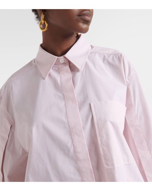 Victoria Beckham Pink Cropped Cotton-blend Shirt