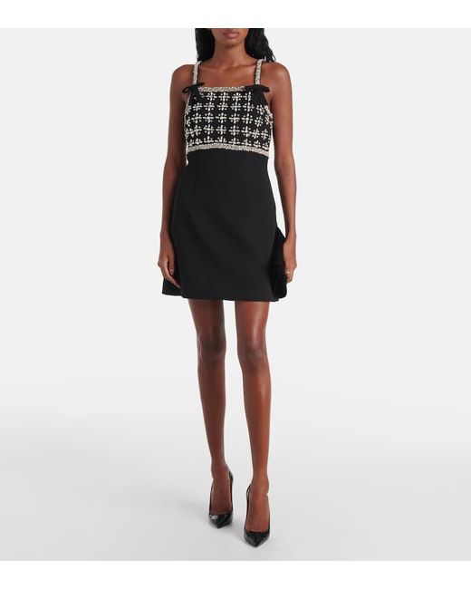 Rebecca Vallance Black Rina Crystal-Embellished Minidress