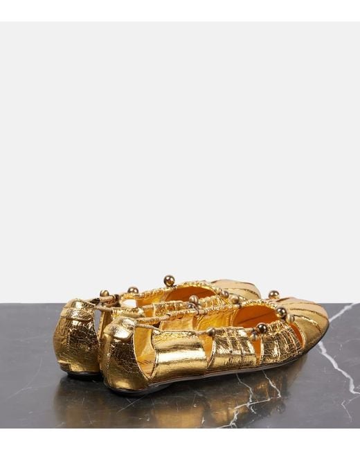 Chloé Ballerinas Luna Aus Metallic-Leder