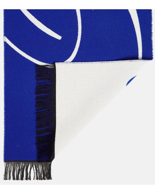 Bufanda de lana y seda con logo Burberry de color Blue