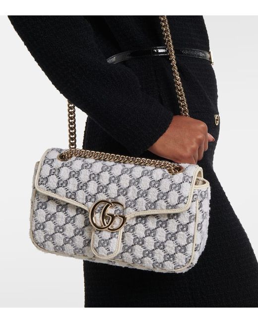 Gucci Metallic Schultertasche Gg Marmont Small Aus Tweed