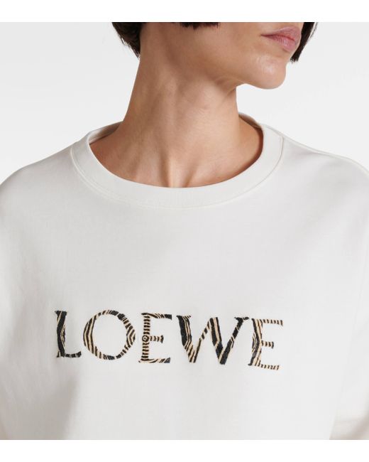 Loewe White Paula's Ibiza Logo Cotton-blend Crop Top