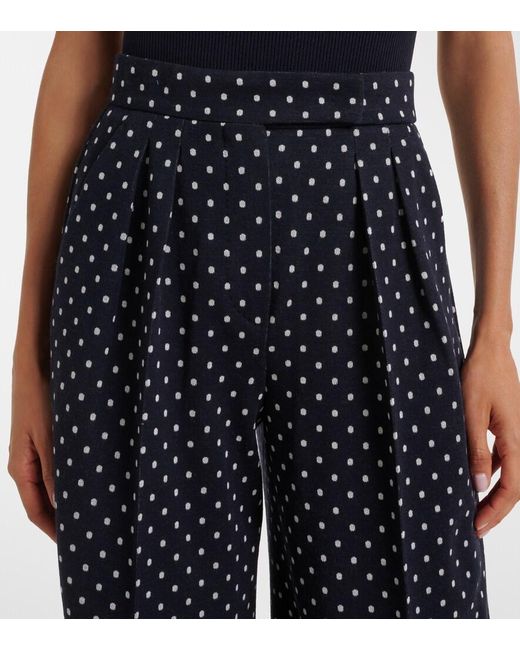 Max Mara Blue Polka-Dot Jersey Wide-Leg Pants