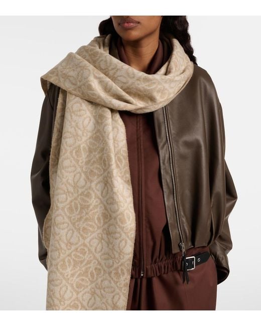 Loewe Natural Anagram Wool And Cashmere Scarf