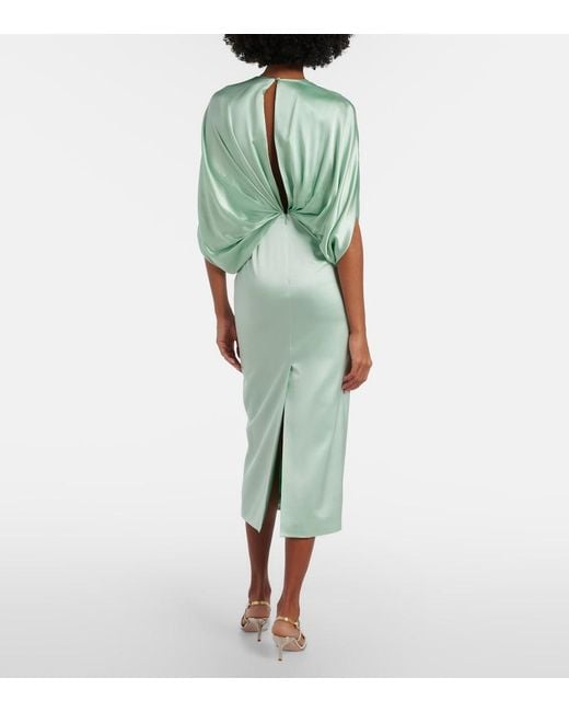 Roksanda Green Tari Gathered Silk Cocktail Dress