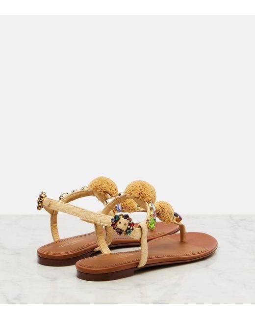 Dolce & Gabbana Brown Crochet-Embellished Sandals