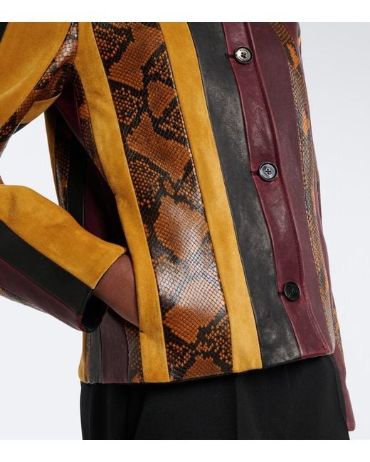 Proenza Schouler Brown Sirine Snake-Effect Striped Leather Jacket