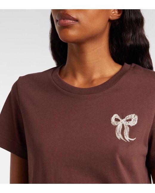 Moncler Brown Embroidered Cotton Jersey T-Shirt