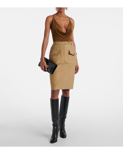 Tom Ford Natural Fitted Pencil Skirt With Front Pockets