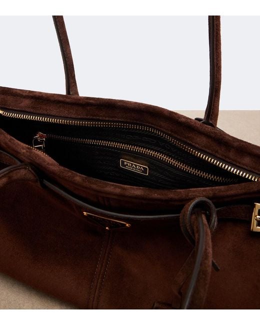 Prada Brown Bonnie Mini Suede Top-Handle Bag
