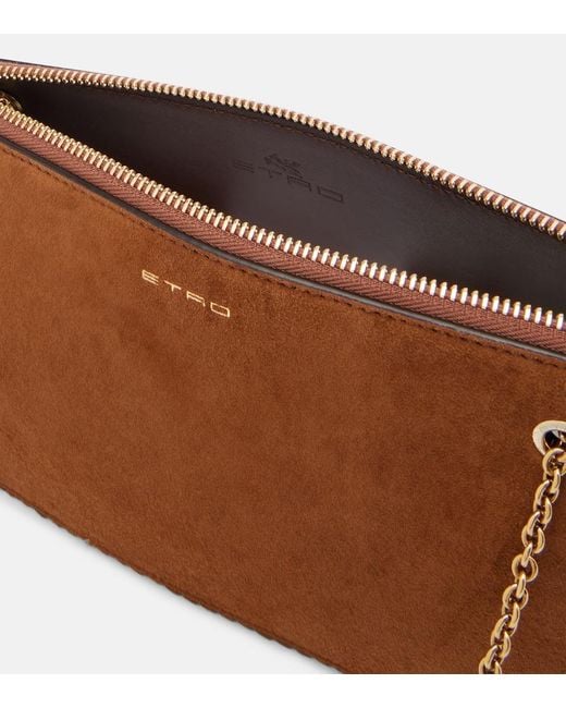 Etro Brown Small Suede Crossbody Bag