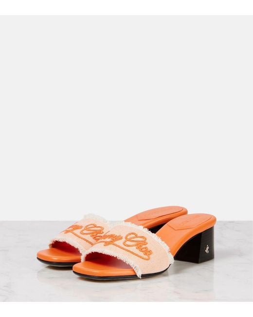 Jimmy Choo Orange Joa 45 Embroidered Canvas Mules