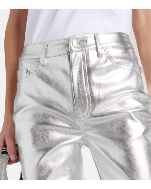 Staud White Chisel Faux Leather Straight-leg Pants