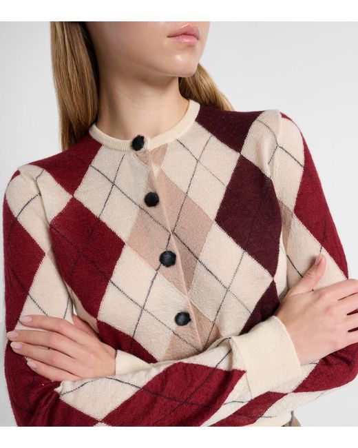 Khaite Pink Charli Argyle Cashmere And Mohair Cardigan