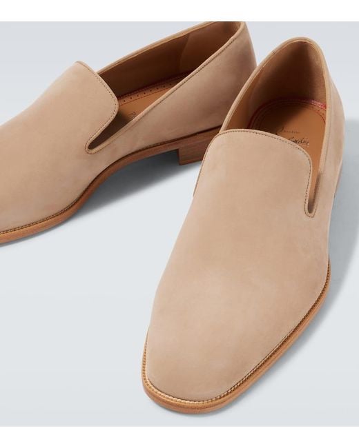 Christian Louboutin White Danny Flex Suede Loafers for men