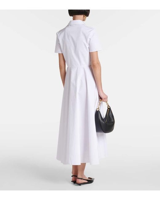 Valentino White Embroidered Cotton Poplin Midi Dress