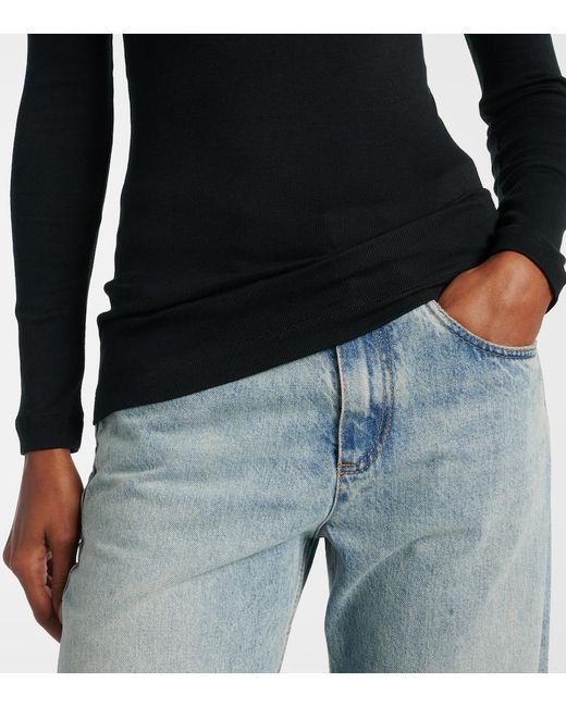 Brunello Cucinelli Black Monili Cotton-Blend Top