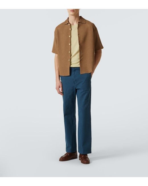 Auralee Blue Cotton Gabardine Chinos for men