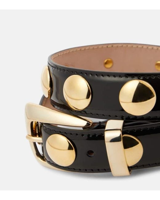 Khaite Black Benny Studded Patent Leather Belt