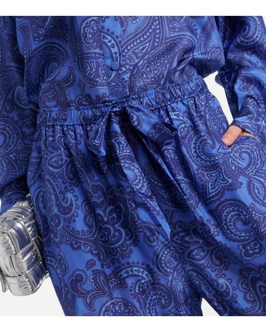 Zimmermann Blue Silk Cargo Pants