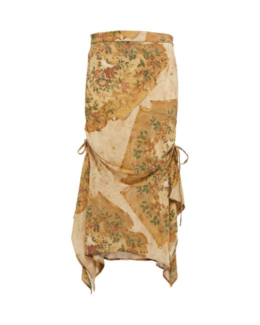 Acne Metallic Floral Crepe Midi Skirt