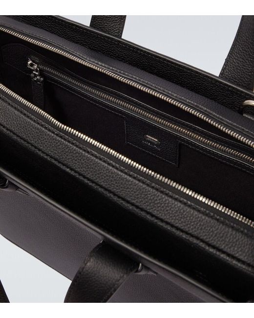 Brioni Black Leather Briefcase for men