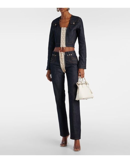Jeans Regular A Vita Alta Con Lacci di Jean Paul Gaultier in Blue