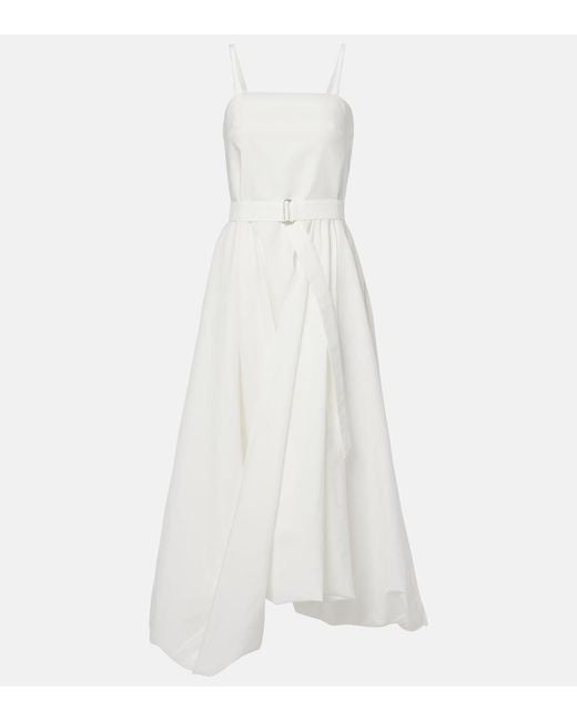 Brunello Cucinelli White Cotton-Blend Midi Dress