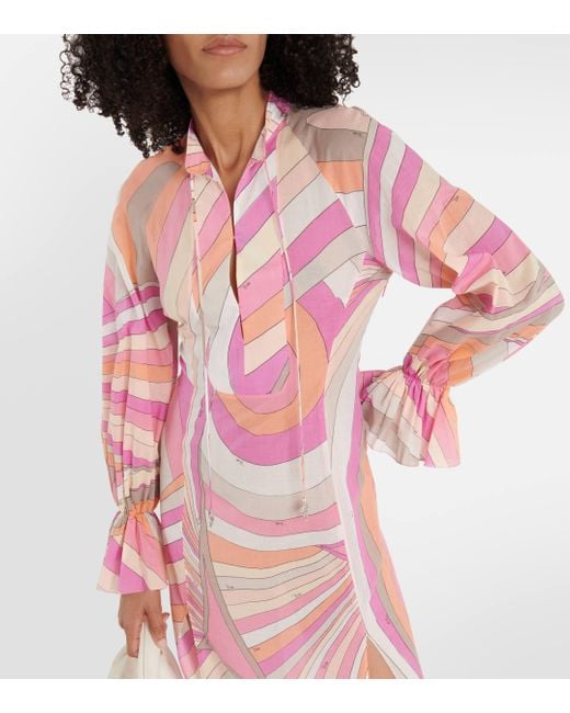 Emilio Pucci Pink Printed Cotton Maxi Dress