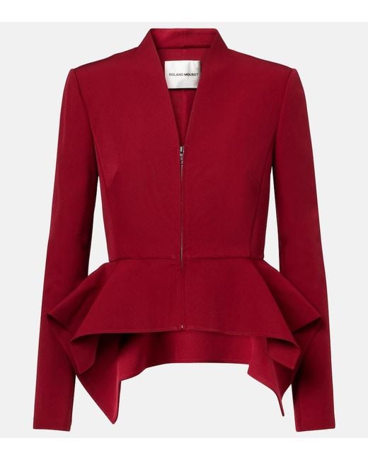 Roland Mouret Red Peplum Crepe Jacket