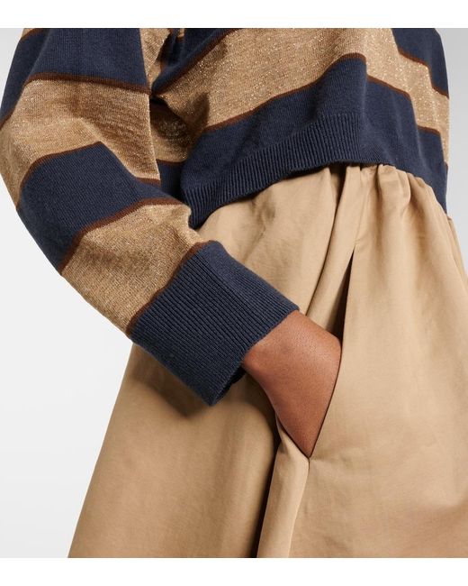 Brunello Cucinelli Blue Wool, Cashmere, And Silk Polo Sweater