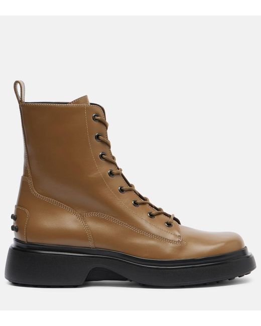 Tod's Brown Leather Combat Boots