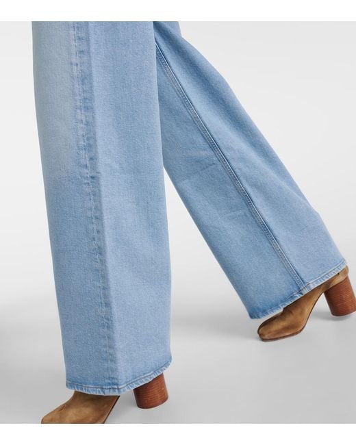 Citizens of Humanity Blue Mid-Rise Wide-Leg Jeans Loli