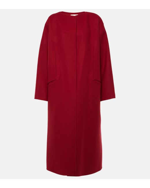 The Row Red Priske Oversized Cashmere Coat