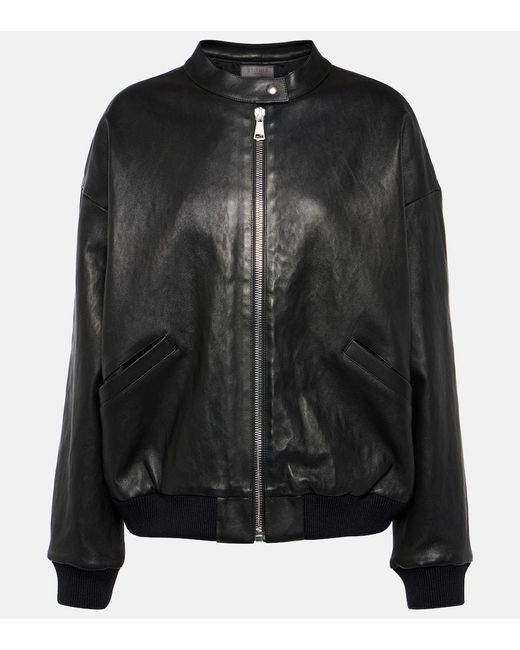 Stouls Black Pharrell Leather Bomber Jacket