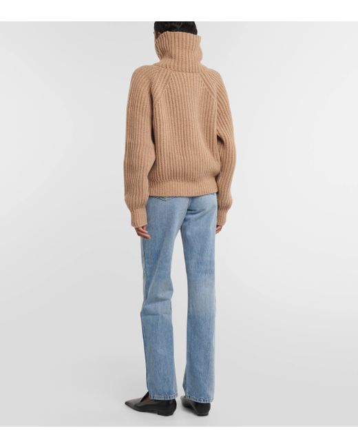 Khaite Natural Lanzino Turtleneck Cashmere Sweater